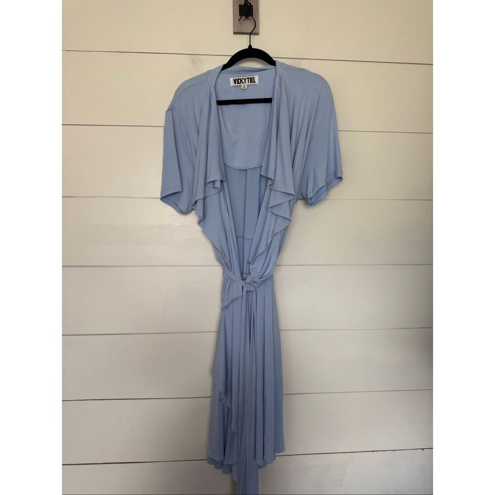 Vicky Tiel Women’s 3X Blue Ruffle Wrap Dress Ruffle Plus Size